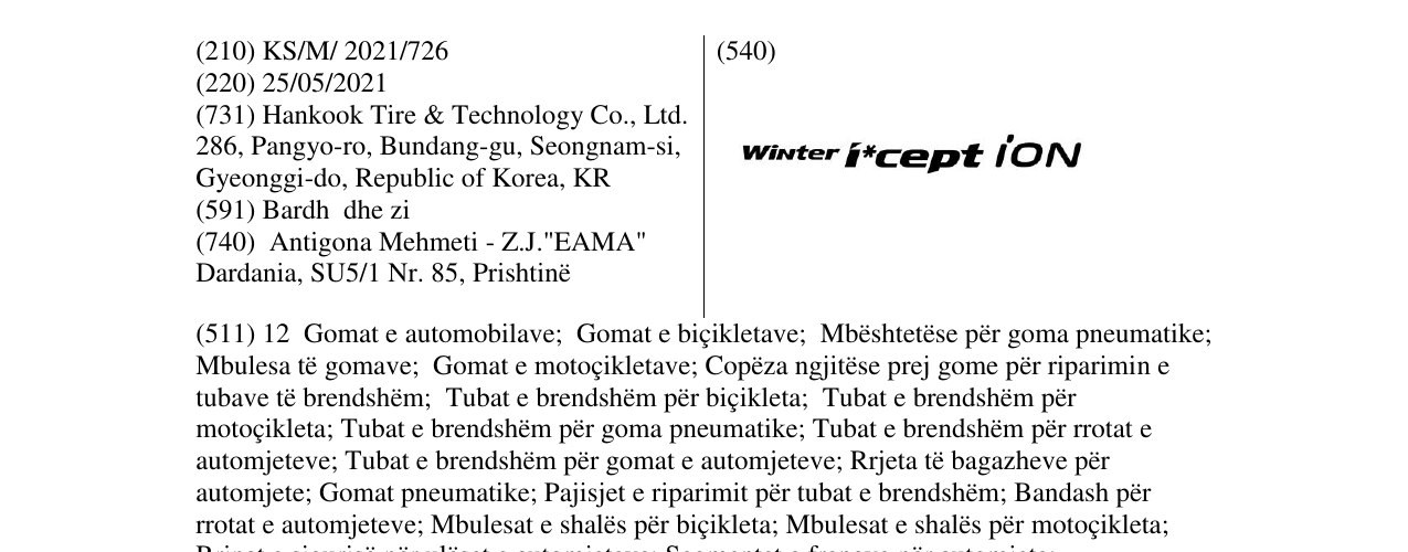 Zëri i markës WINTER ICEPT ION në buletin