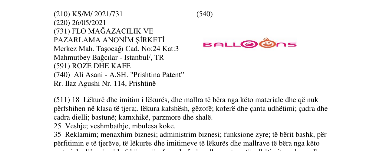 Zëri i markës BALLOONS në buletin