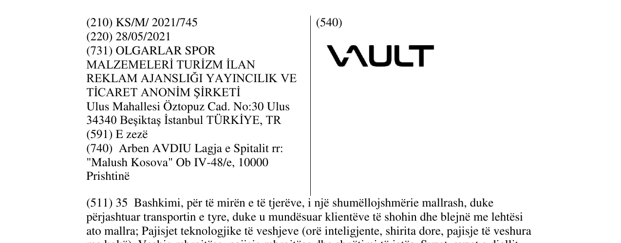 Zëri i markës VAULT në buletin