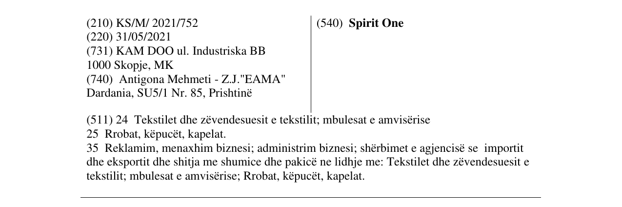 Zëri i markës Spirit One në buletin