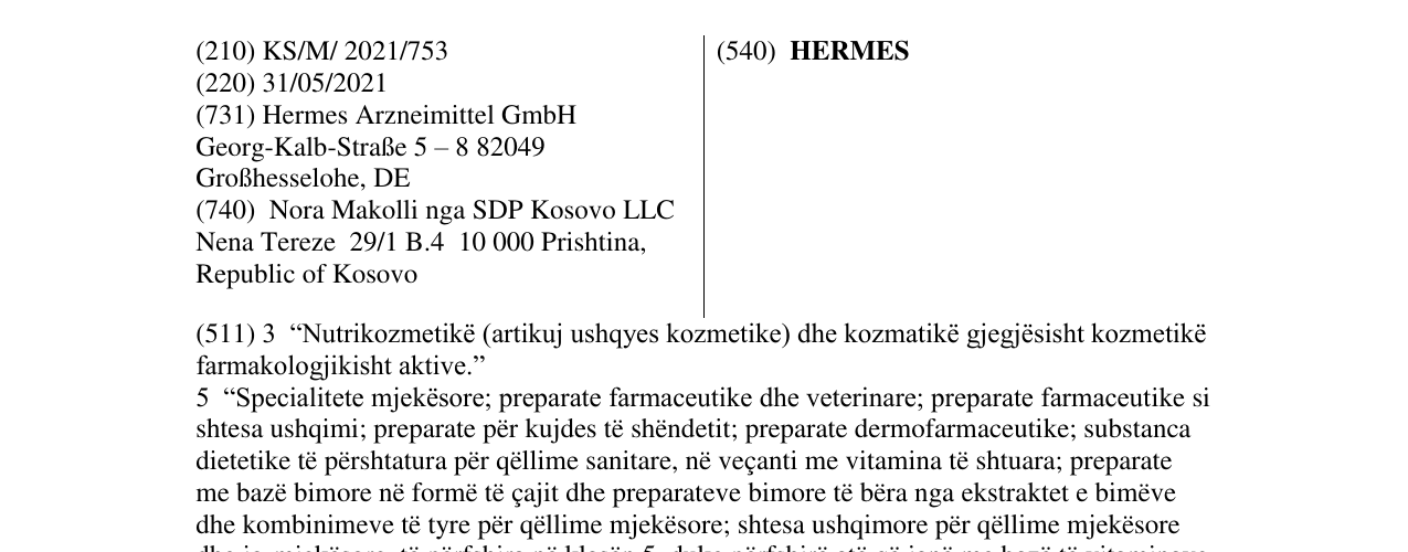 Zëri i markës HERMES në buletin