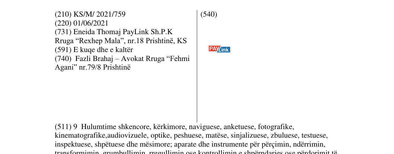 Zëri i markës PAYLINK në buletin