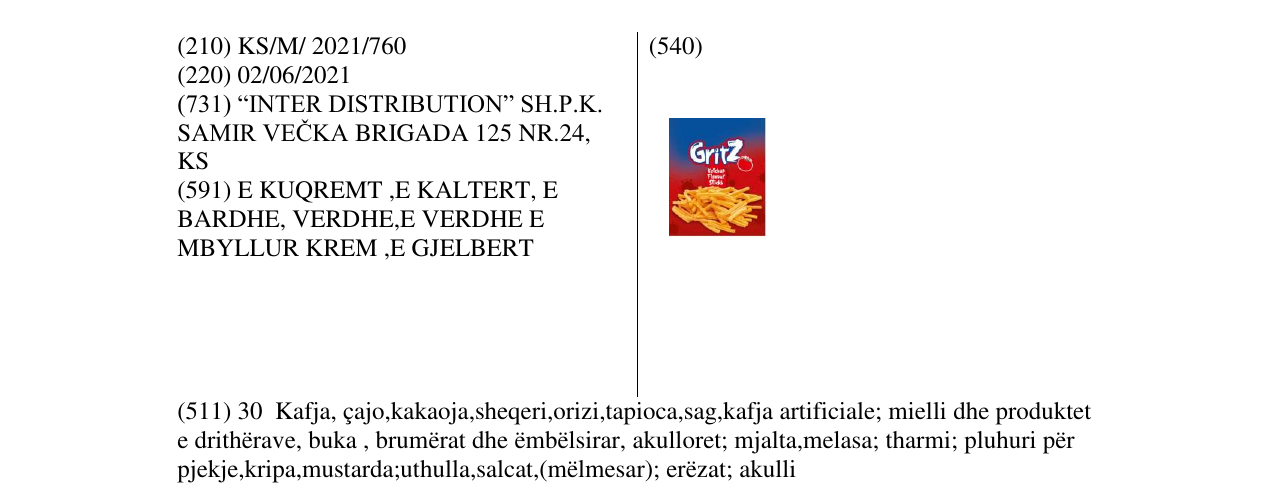 Zëri i markës GRITZ në buletin