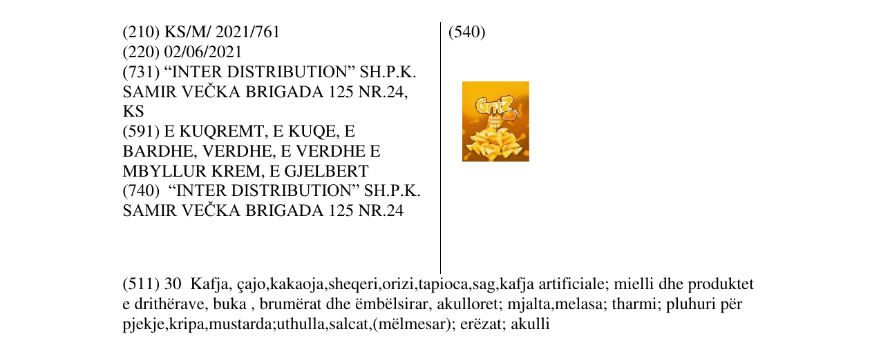 Zëri i markës GRITZ në buletin