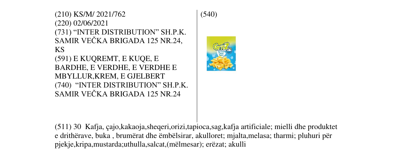 Zëri i markës GRITZ në buletin