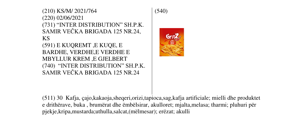 Zëri i markës GRITZ në buletin