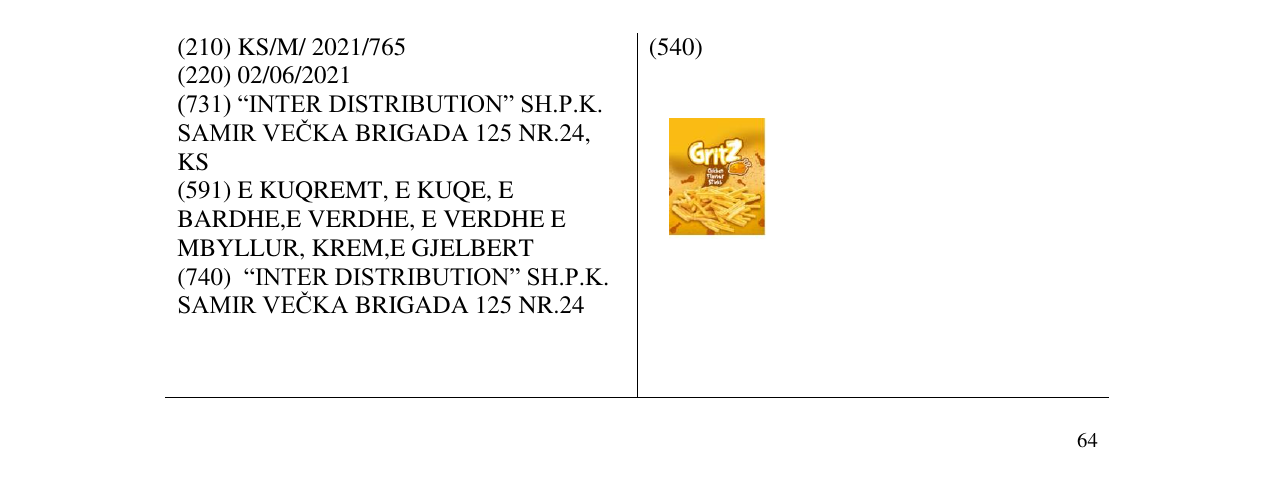 Zëri i markës GRITZ në buletin