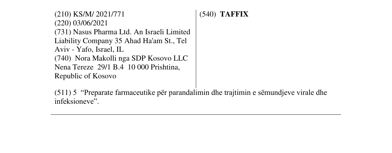 Zëri i markës TAFFIX në buletin