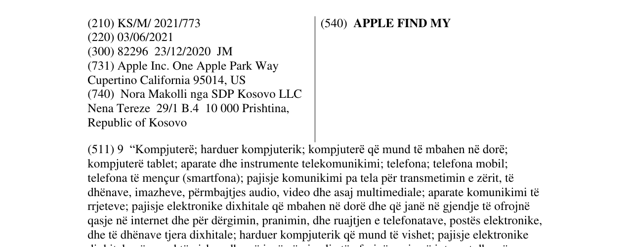 Zëri i markës APPLE FIND MY në buletin