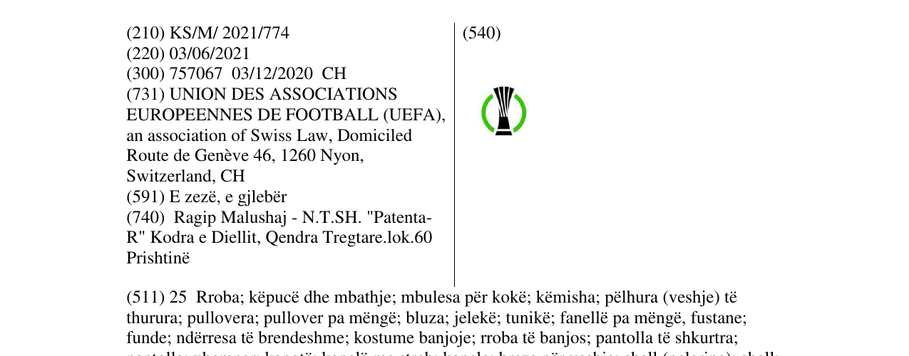 Zëri i markës uefa në buletin