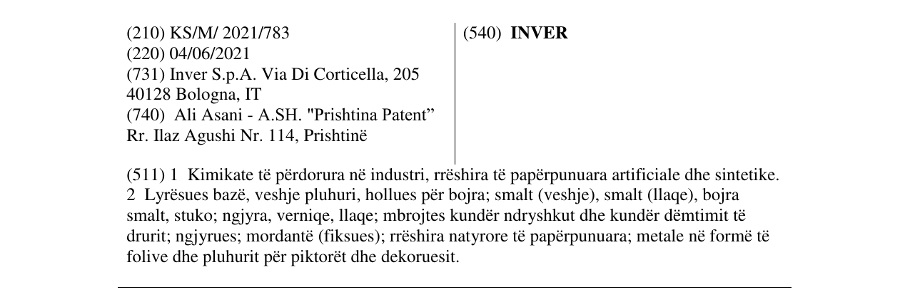 Zëri i markës INVER në buletin