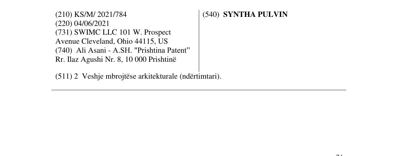 Zëri i markës SYNTHA PULVIN në buletin