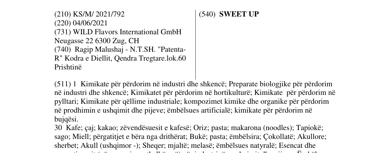 Zëri i markës SWEET UP në buletin