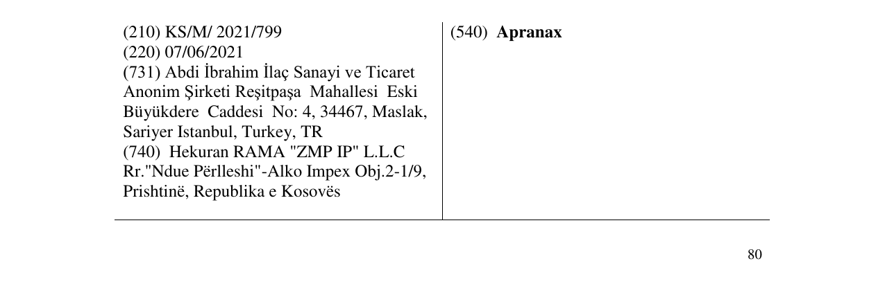 Zëri i markës Apranax në buletin