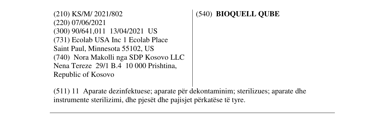 Zëri i markës BIOQUELL QUBE në buletin