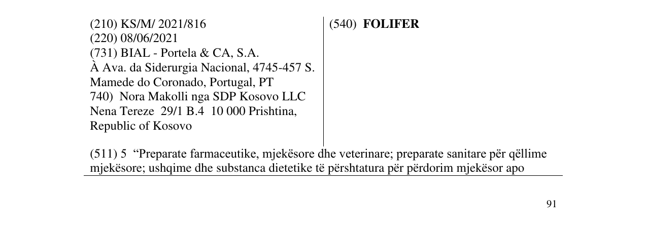 Zëri i markës FOLIFER në buletin
