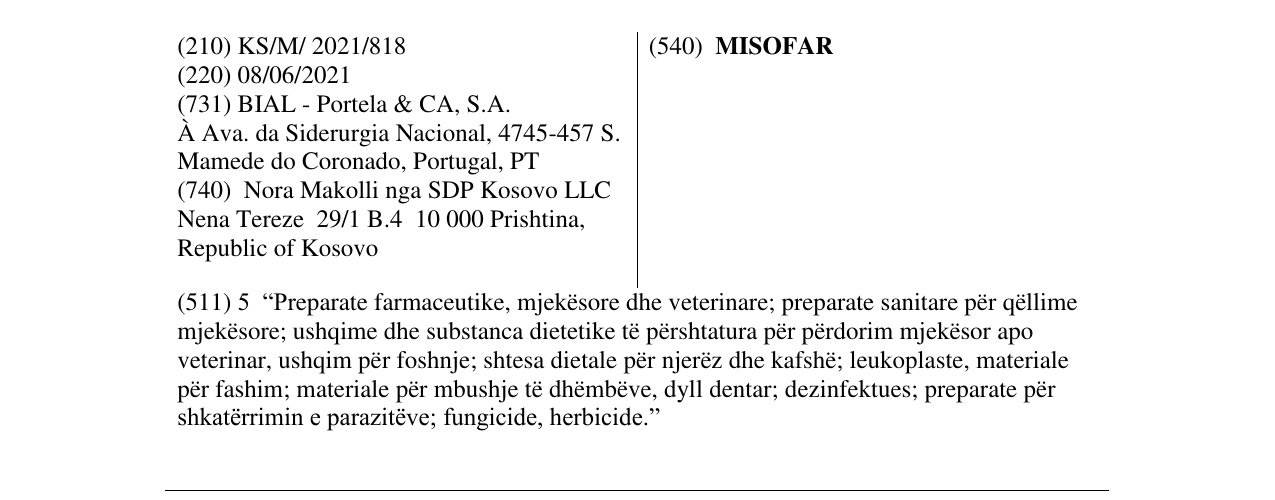 Zëri i markës MISOFAR në buletin