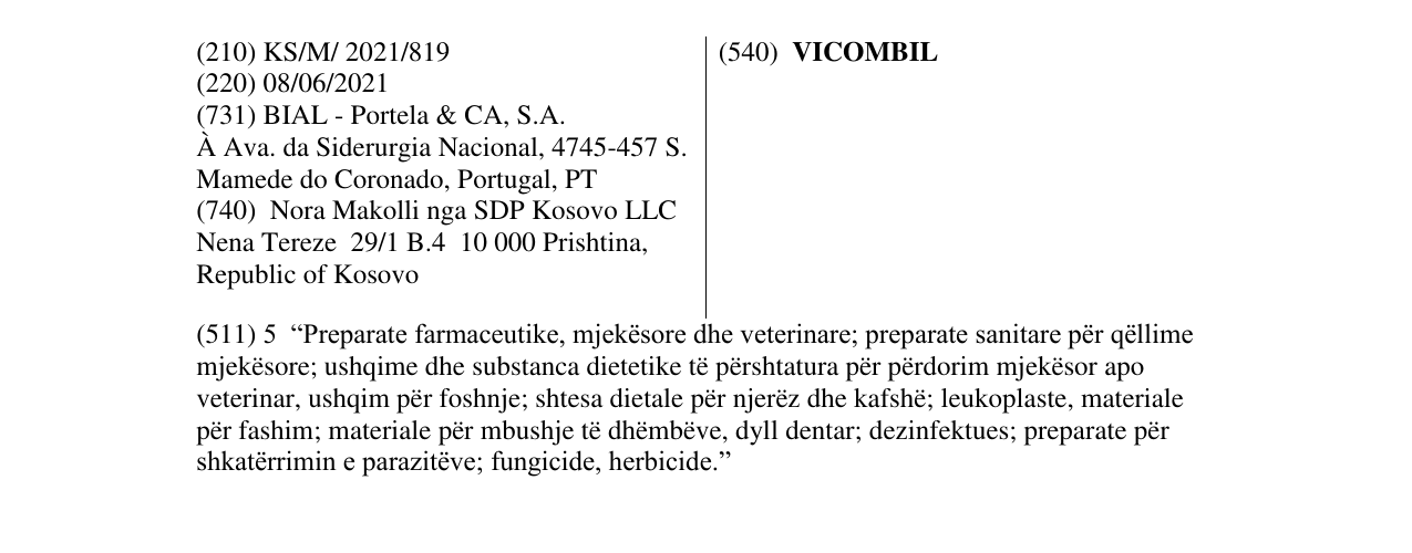 Zëri i markës VICOMBIL në buletin