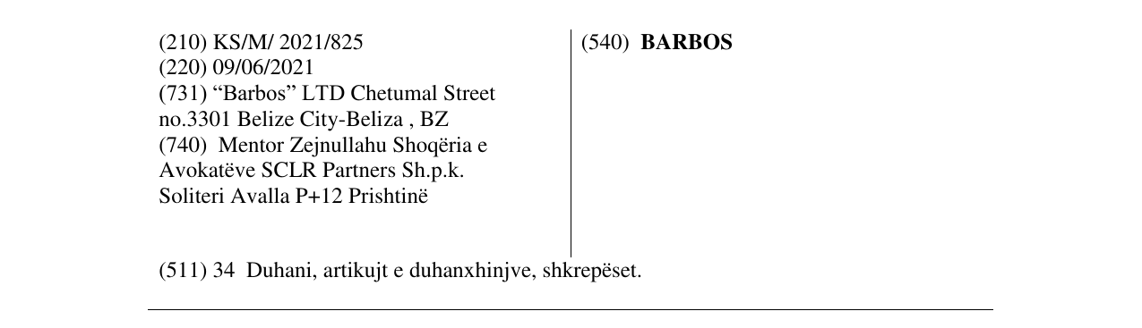 Zëri i markës BARBOS në buletin