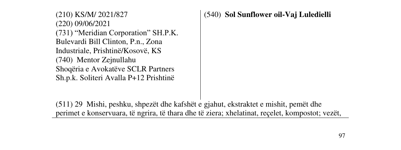 Zëri i markës Sol Sunflower oil-Vaj Luledielli në buletin