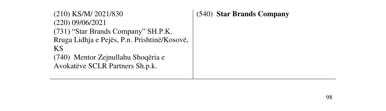 Zëri i markës Star Brands Company në buletin