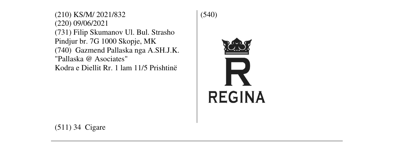 Zëri i markës REGINA në buletin