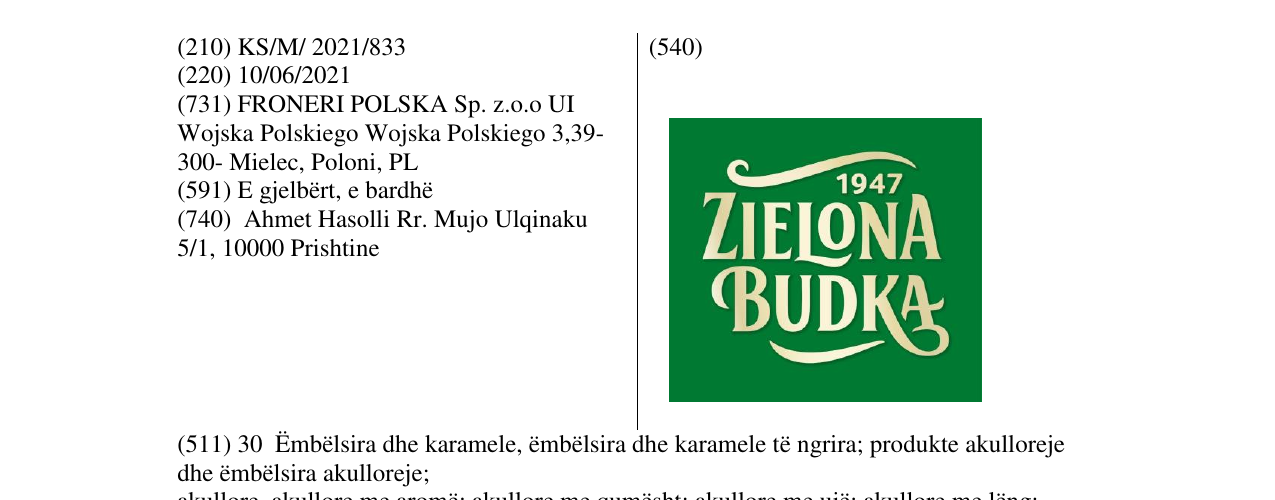 Zëri i markës ZIELONA BUDKA në buletin