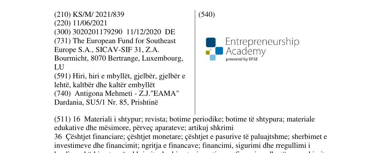 Zëri i markës ENTERPRENEURSHIP ACADEMY në buletin
