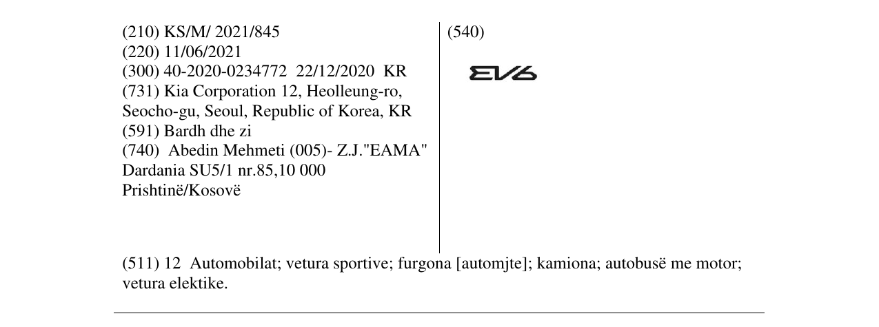 Zëri i markës EV6 në buletin