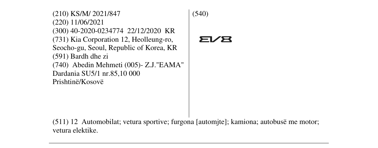 Zëri i markës EV8 në buletin