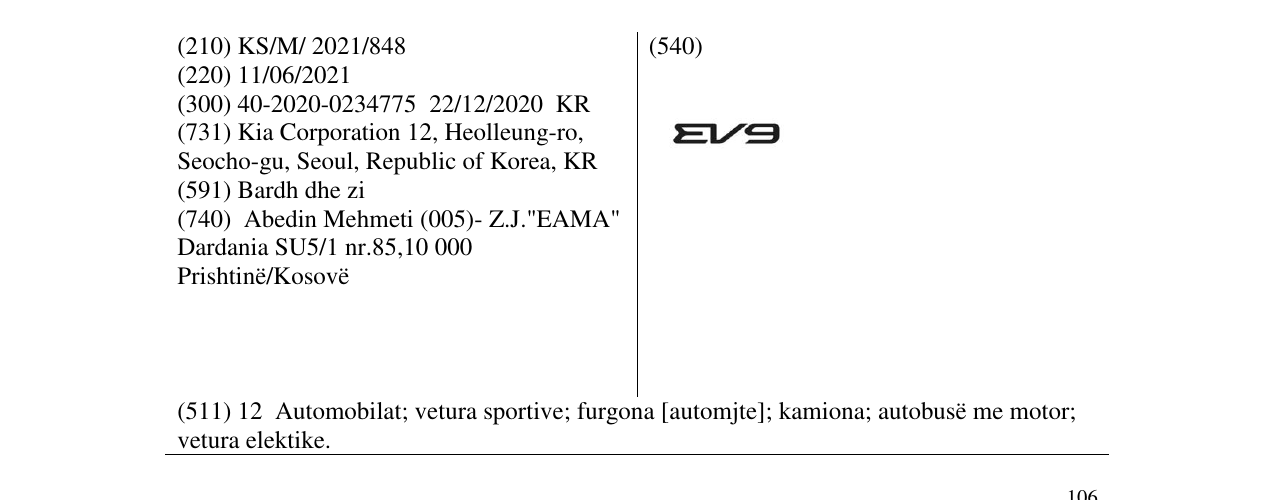 Zëri i markës EV9 në buletin