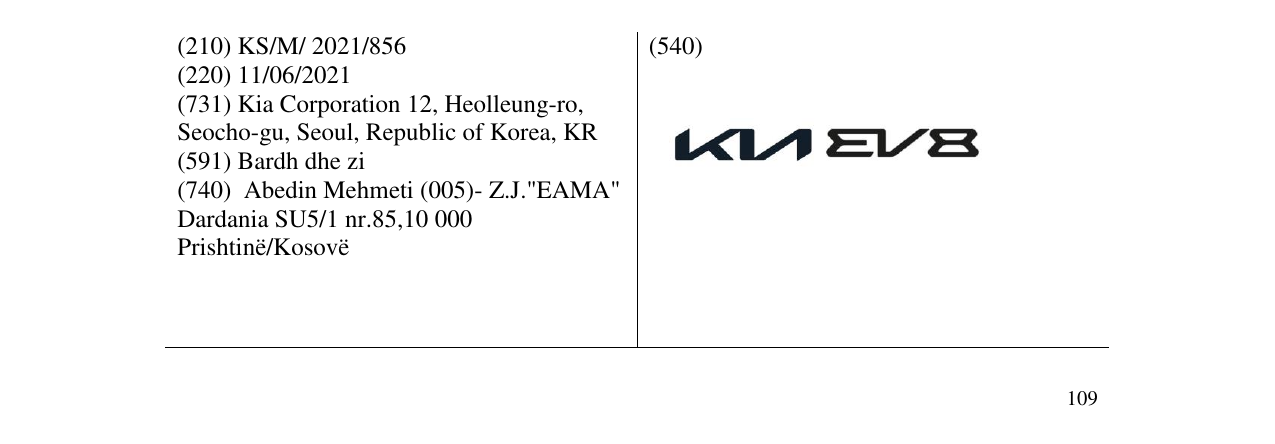 Zëri i markës KIAEV8 në buletin