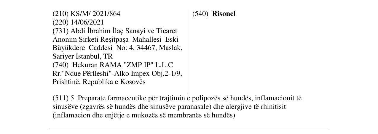 Zëri i markës Risonel në buletin