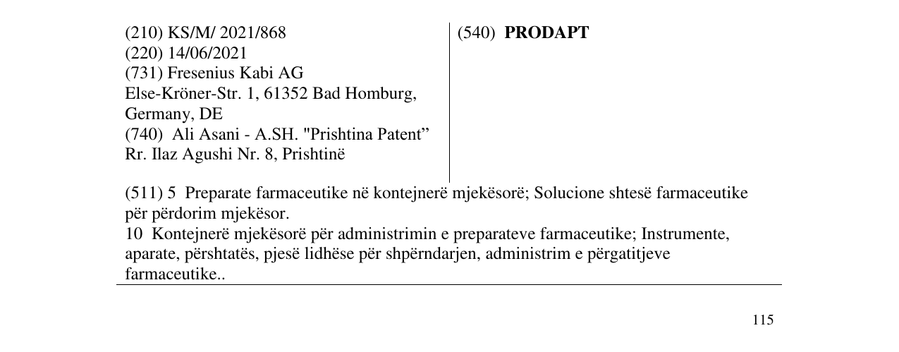 Zëri i markës PRODAPT në buletin