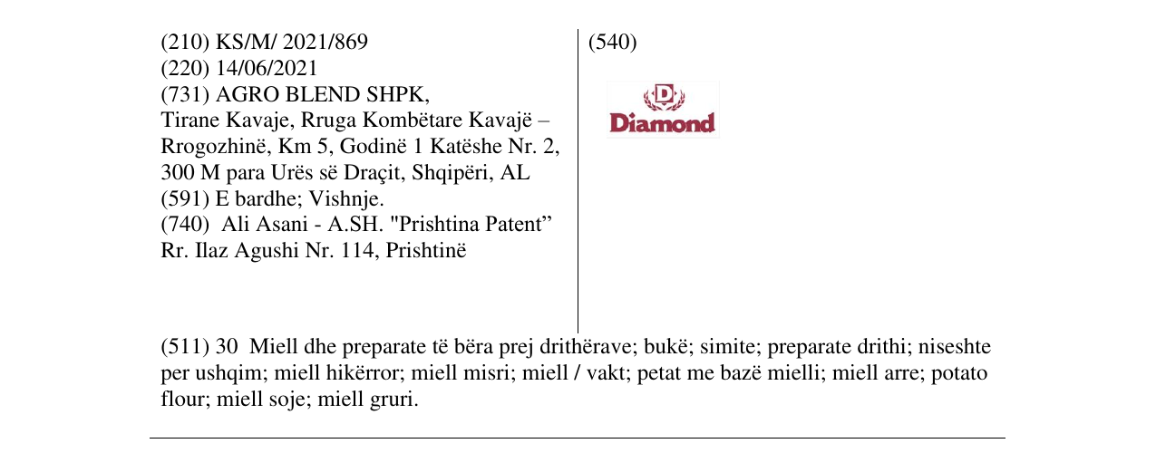 Zëri i markës Diamond në buletin