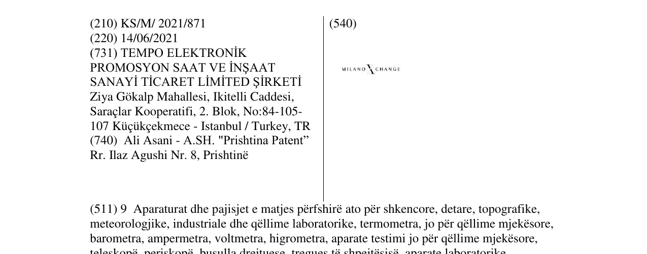 Zëri i markës MILANOXCHANGE në buletin