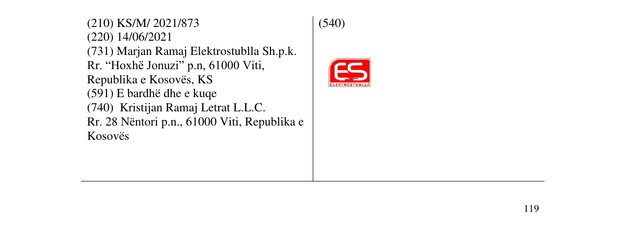 Zëri i markës ES ELEKTROSTUBLLA në buletin