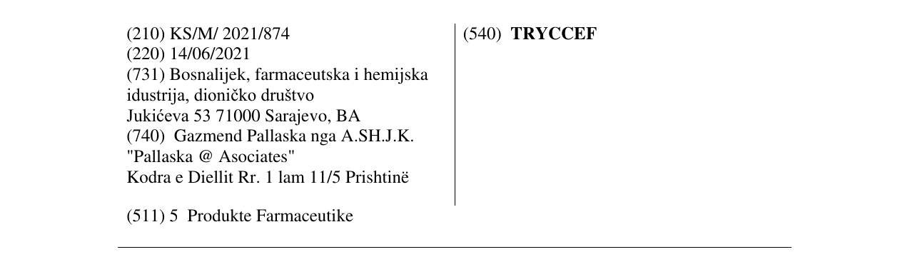 Zëri i markës TRYCCEF në buletin