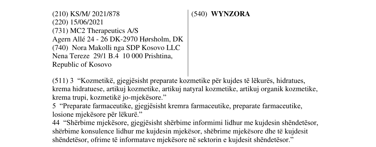 Zëri i markës WYNZORA në buletin
