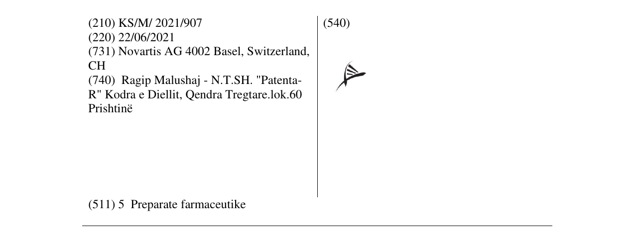 Zëri i markës NOVARTIS në buletin