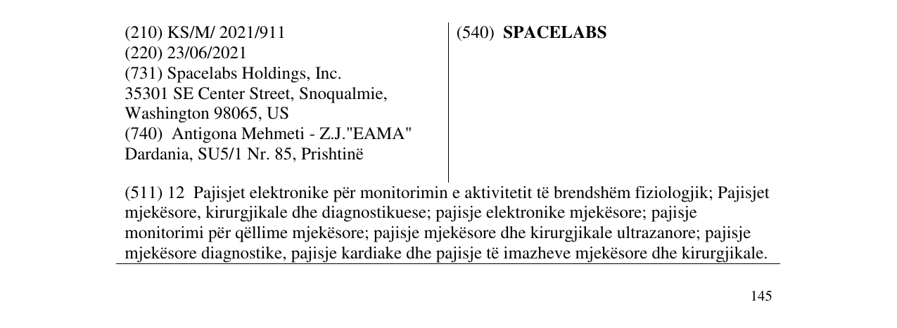 Zëri i markës SPACELABS në buletin