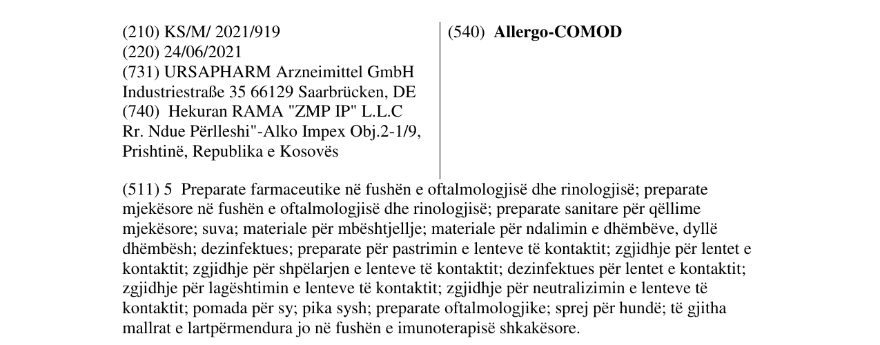 Zëri i markës Allergo-COMOD në buletin