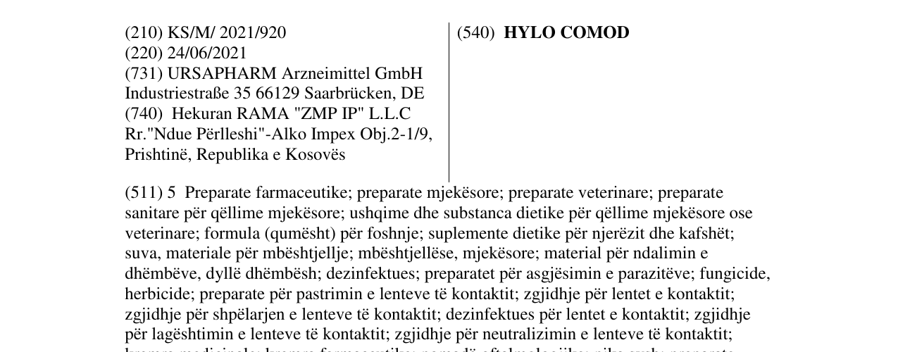 Zëri i markës HYLO COMOD në buletin