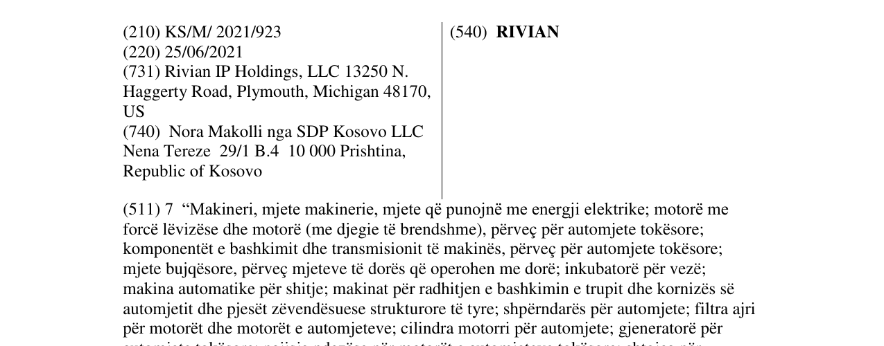 Zëri i markës RIVIAN në buletin