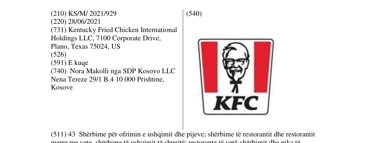 Zëri i markës KFC në buletin