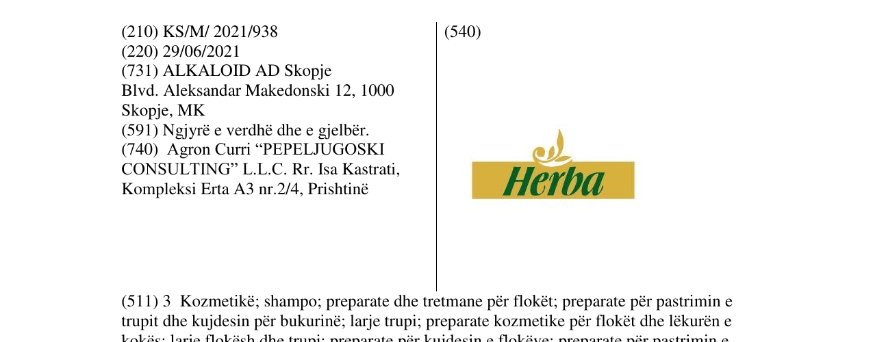 Zëri i markës HERBA në buletin