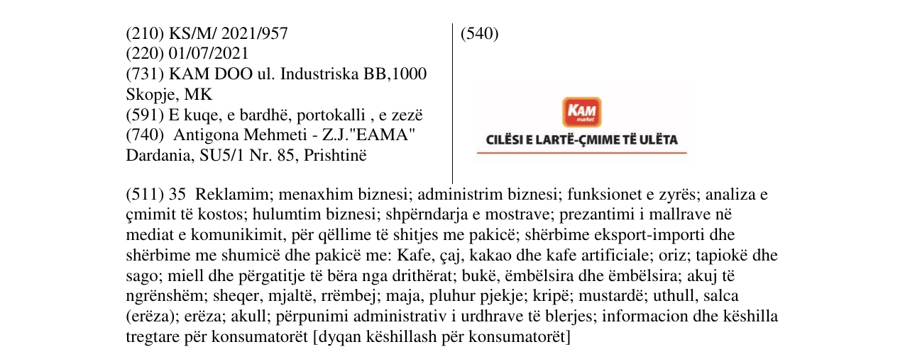 Zëri i markës KAM në buletin