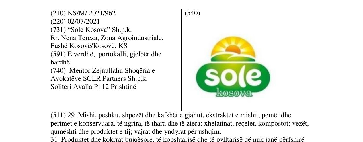 Zëri i markës SOLE KOSOVA në buletin