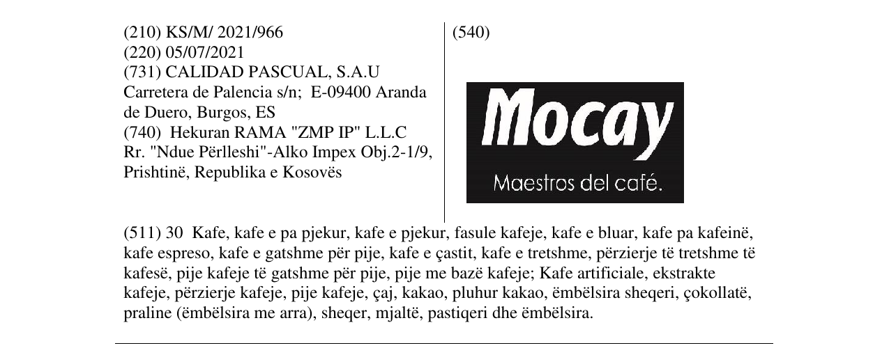 Zëri i markës MONCAY në buletin