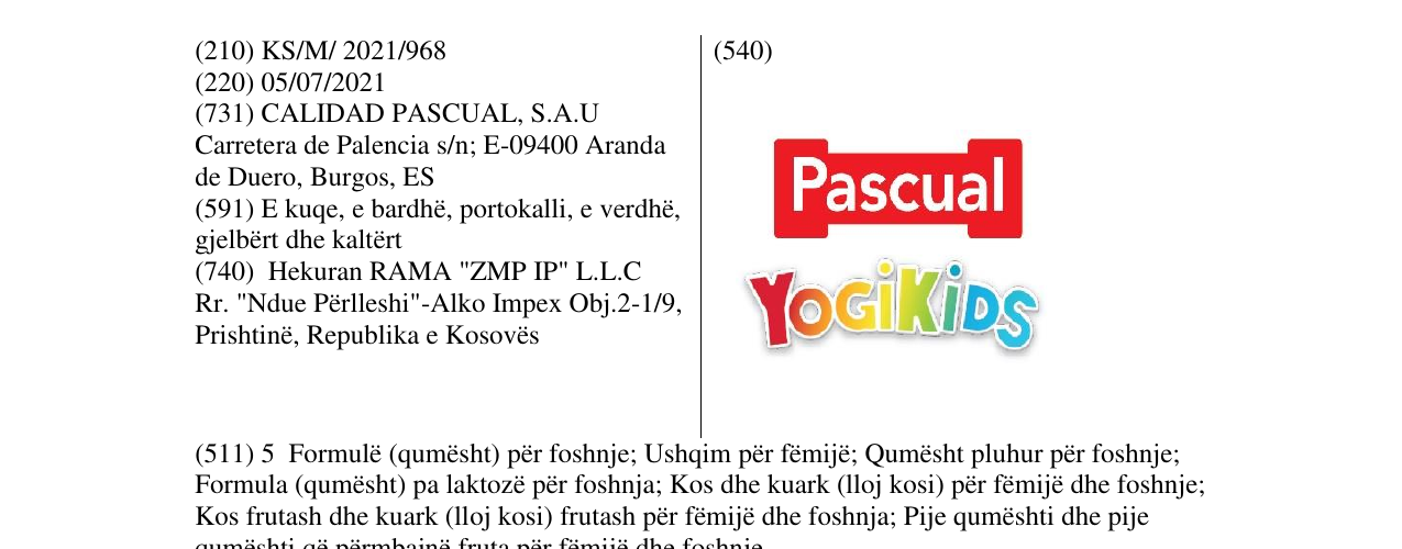 Zëri i markës Pascual në buletin